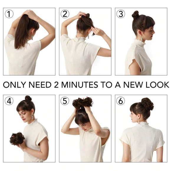 Curly Messy Hair Bun, Synthetic Hair Scrunchie, Hair Bun Pony Tail - Picture 4 of 4